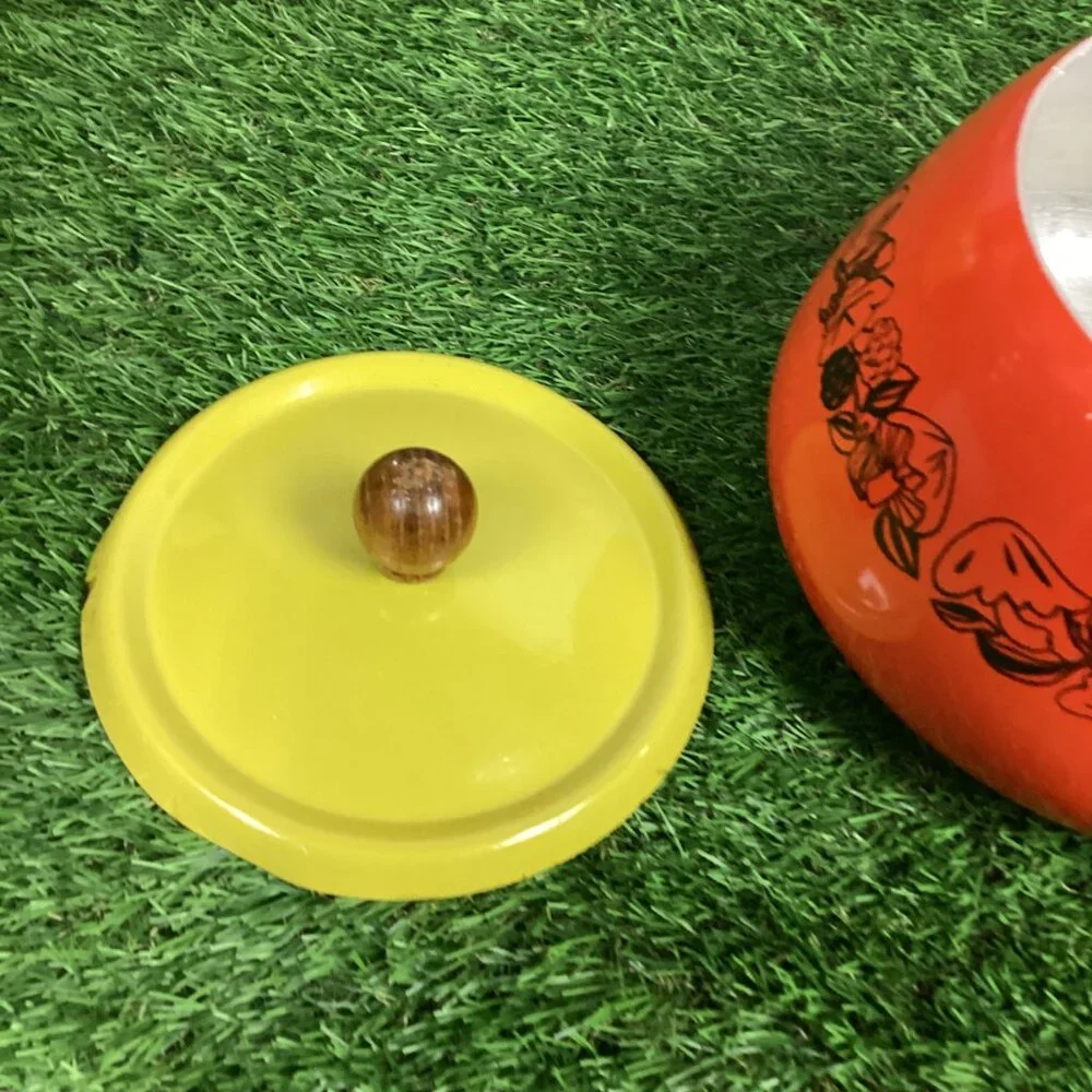 Vintage Mushroom Fondue Set Orange Green